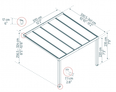 Palram-Canopia Terrassenüberdachung STOCKHOLM 3.4x3.7 (341x370cm) 4mm PV klar